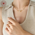 Gold Steel Root Branch Zircon Pendant Ball Chain Necklace view 4