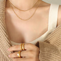 Gold Double Layer Snake And Twisted Chain Necklace Two Strand view 4