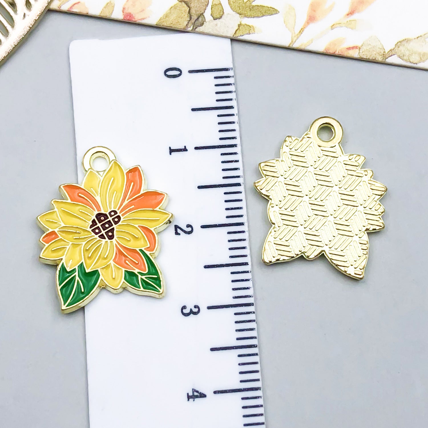 Enamel Zinc Alloy Peony Lily Camellia Flower Charm Pendant for DIY Earrings Necklace