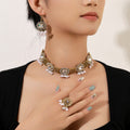 Five Color Choker Earring and Ring Coordinated Jewelry Sets view 2