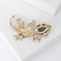 Black Crystal Lizard Brooch With Green Eye Accents view 4