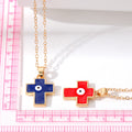 Gold Tone Cross Evil Eye Pendant Necklaces in Four Colors view 5
