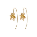 Metal Flower Long Wire Hook Dangle Earrings Statement Jewelry Pair view 5