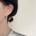 Silver Tone Clear Stone Crown And Gray Pearl Stud Earrings view 2