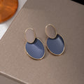 Haze Blue Irregular Oval Gold Tone Dangle Earrings view 2