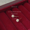 Gold Tone Mini White Pearl Cluster Flower Stud Earrings view 4
