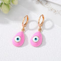 Gold Tone Colorful Teardrop Evil Eye Huggie Drop Earrings view 10
