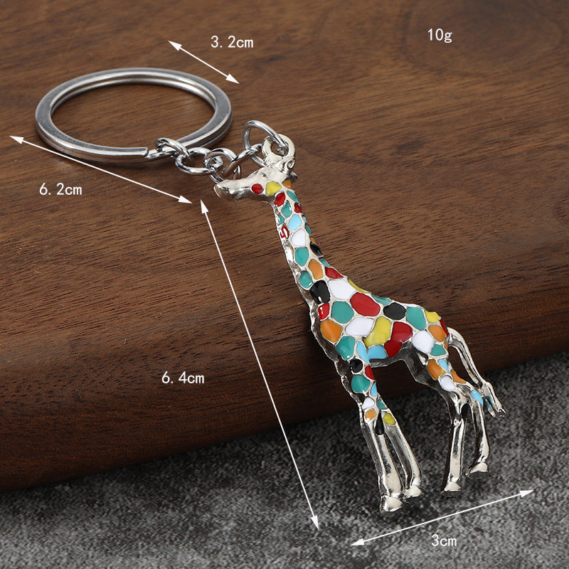 Cute Colorful Giraffe Alloy Keychain Bag Charm Accessory