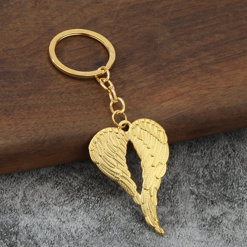 Minimalist Heart Wing Zinc Alloy Keychain Pendant Gift Accessory