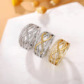 Wide Infinity Motif Pave Ring In Gold, Silver, And Two-Tone Finishes view 2