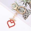 Rhinestone Crown Heart Keychain Metal Open Heart Bag Charm view 1
