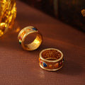 Wide Band Heart Oil Drip Enamel Ring Gold Steel Sizes view 4