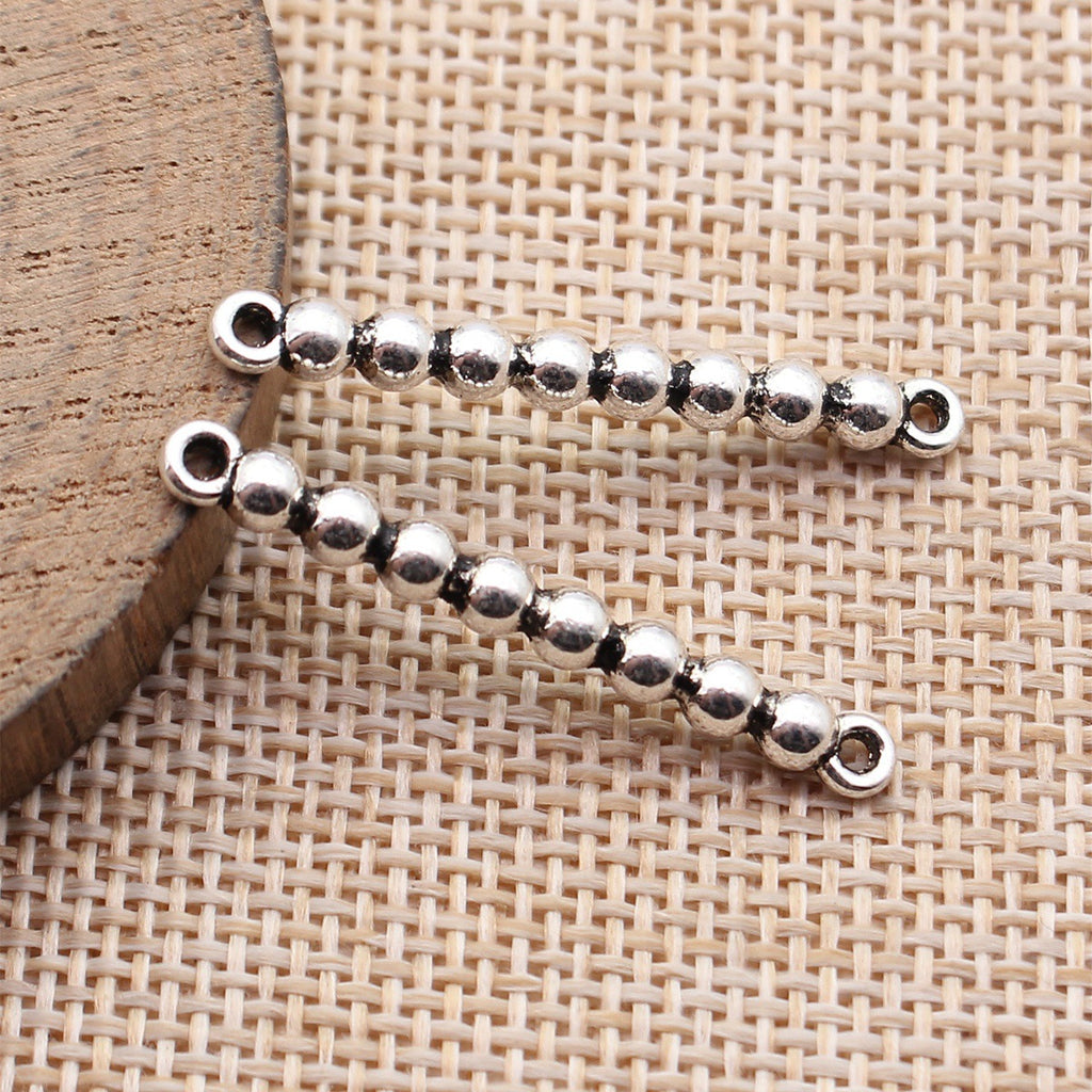 35x3.8x3.8mm 1.6g Antique Silver Zinc Alloy Round Bead Bar Connector Bead for DIY Bracelet Jewelry Making