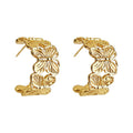 Gold Embossed Butterfly C Shape Hoop Earrings Style view 5