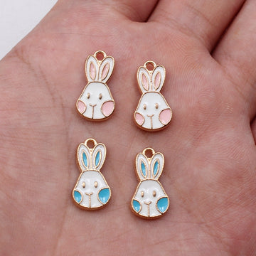 Enamel Bunny Face Charms in Two Colors for Jewelry and Craft Making