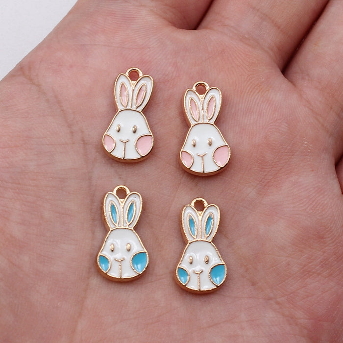 Enamel Bunny Face Charms in Two Colors for Jewelry and Craft Making