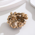 Red Gold Tone Flower Crystal Pearl Look Metal Brooch Pin 3.4 x 3.6 cm view 3