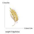 Crystal Wheat Stalk Brooch With White Pearl Accent view 7