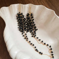 Beaded Waterfall Tassel Gold Tone Hook Earrings With Decorative Metal Accents view 6