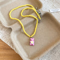 Colorful Beaded Bear and Flower Pendant Necklace in Three Styles view 6
