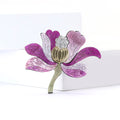 Acrylic Lotus Flower Brooch Purple Glitter Petals Stem Pin view 1