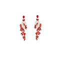 Crystal Leaf Cascade Drop Earrings Gold Blue Green Red view 5