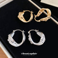 Textured Open Hoop Earrings in Gold and Silver Tones view 1