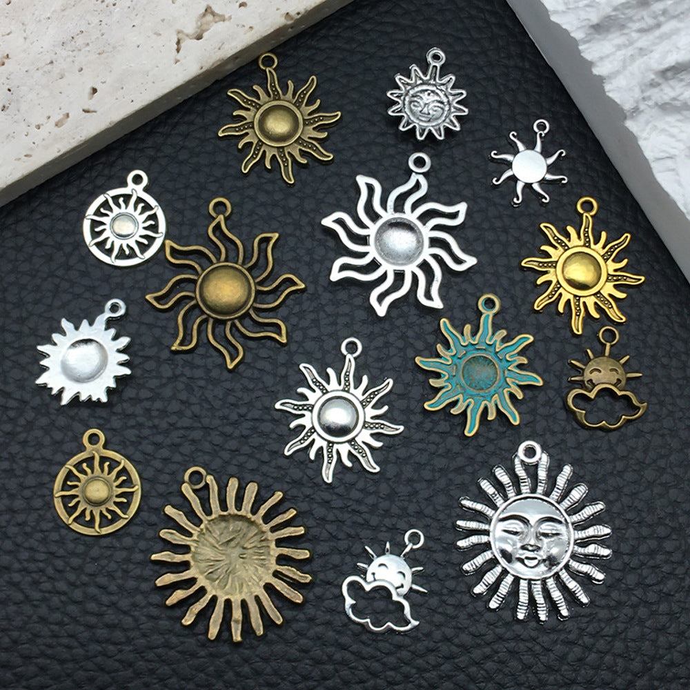 Antique Silver Zinc Alloy Sun Moon Charm Pendants for DIY Bracelet Necklace Jewelry