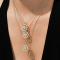 Gold Clover Zircon Circle Pendant Stainless Steel Necklace view 4