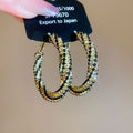 Black Crystal Twisted Gold Tone Hoop Earrings Statement Jewelry view 6