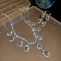 Teardrop Rhinestone Necklace Drop Earrings Court Style Set view 6