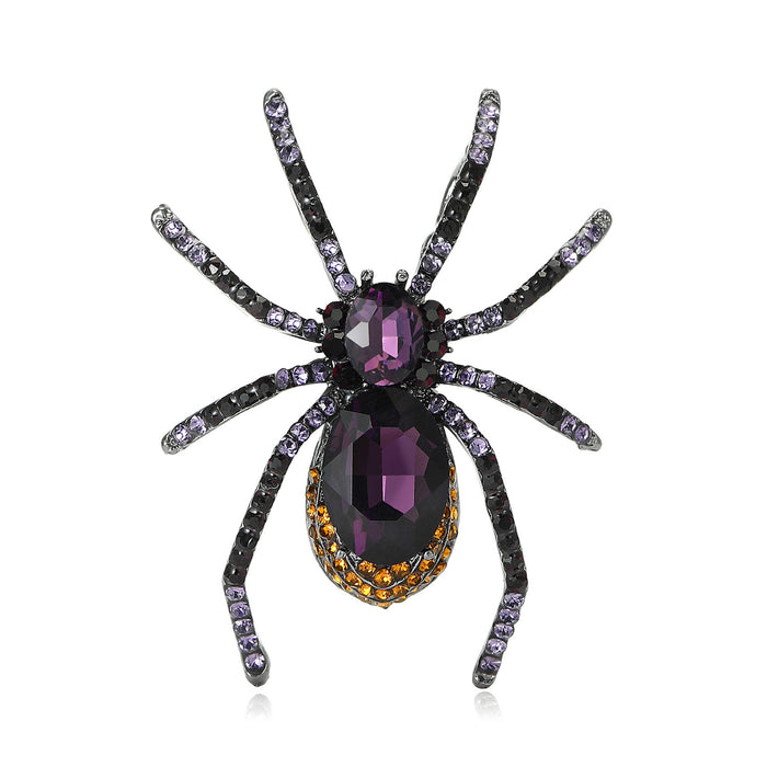 Faceted Crystal Spider Brooch with Slender Rhinestone Legs
