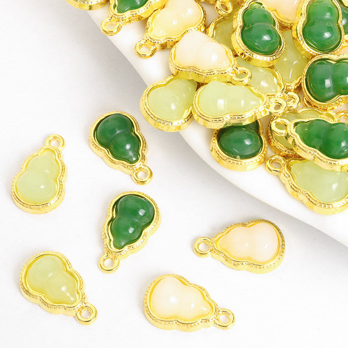 Gourd Shaped Faux Jade Charms in Three Green and Cream Styles