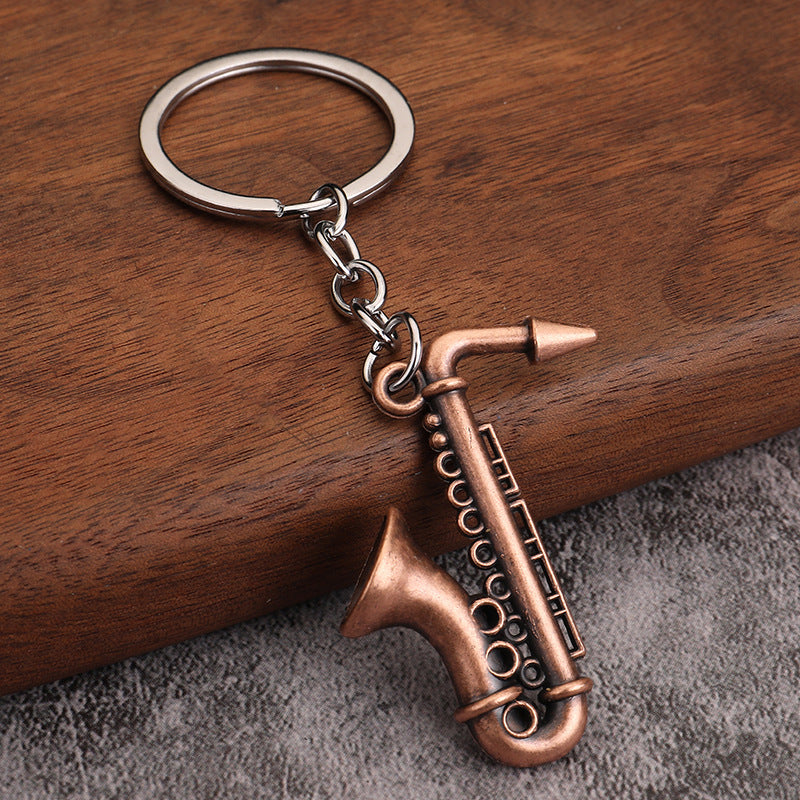 Mini Saxophone Metal Keychain Musical Instrument Charm Gift