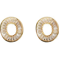 Gold Hollow Oval Baguette Crystal Stud Earrings Pair view 5
