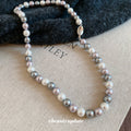 White and Blush Pearl Look Beaded Necklace with Silver Tone Clasp view 2