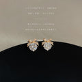 Gold CZ Bow Heart Pearl Leaf Cat Eye Stud Drop Earrings view 9