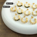 C-Shape Hoop Earrings With Row Of Green Or Clear Zircon view 2