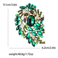 Large Leaf Rhinestone Brooch Oval Glass Center Six Colors view 8