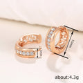 Rose Gold Hoop Earrings Clear CZ Channel Filigree Inner Face view 4
