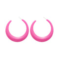 Chunky Oversized C Hoop Earrings in Bright Pink and Green view 5