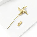 Crystal Pinwheel Long Pin Brooch In Gold And Silver Tone view 3