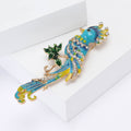 Long Tail Parrot Brooch in Blue or Purple Enamel Colors view 3