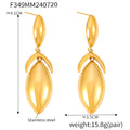 Geometric Leaf Drop Earrings Stainless Steel Gold Steel Tones view 8