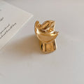 Large Twisted Sculptural Metal Statement Rings Gold Silver view 7