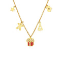 Enamel Christmas Gift Box Charm Necklace Gold Stainless view 5