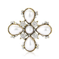 Baroque Pearl Cross Brooch Star Accents Gold Silver view 5