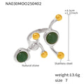 Abstract Dual Stone Open Rings Stainless Steel Gold Two-Tone view 12