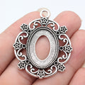 Two Finish Filigree Oval Pendant Setting Metal Jewelry Making Component view 4
