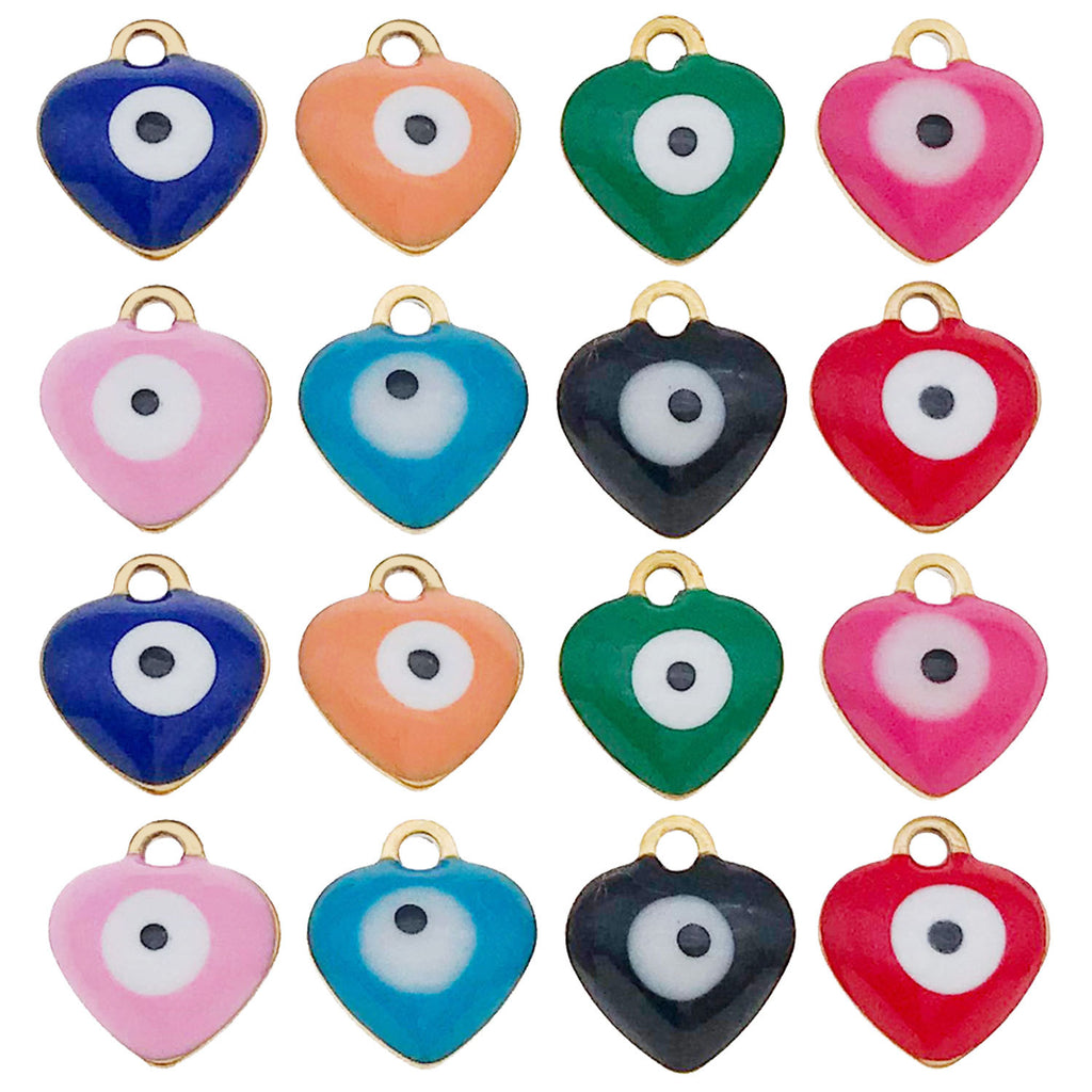 Stainless Steel Heart Evil Eye Charm Pendant for Earrings and Necklace DIY Jewelry